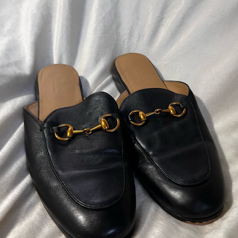 Gucci Black Mules with Gold Accent - Picture 2 of 4